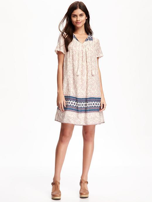Old Navy Tassle Boho Swing Dress For Women - White