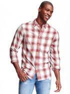 Old Navy Slim Fit Plaid Pocket Shirt For Men - Creme De La Creme