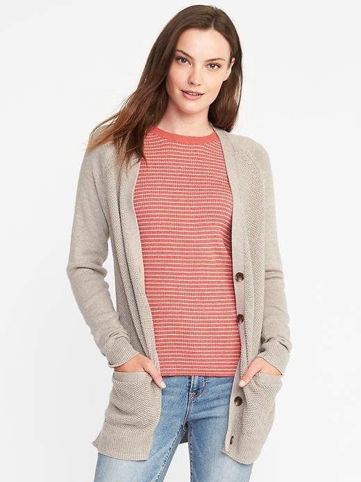 Old Navy Textured Stitch Boyfriend Cardi For Women - Truffle Brown