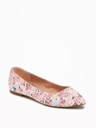 Old Navy Pointy Ballet Flats For Women - Coral Ditsy Floral