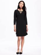 Old Navy Lace Front Swing Dress For Women - Black