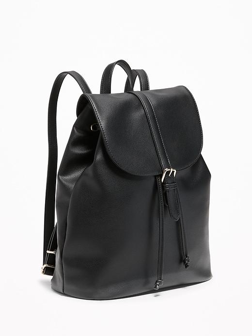 Old Navy Womens Faux-leather Cinched-top Backpack For Women Black Size One Size