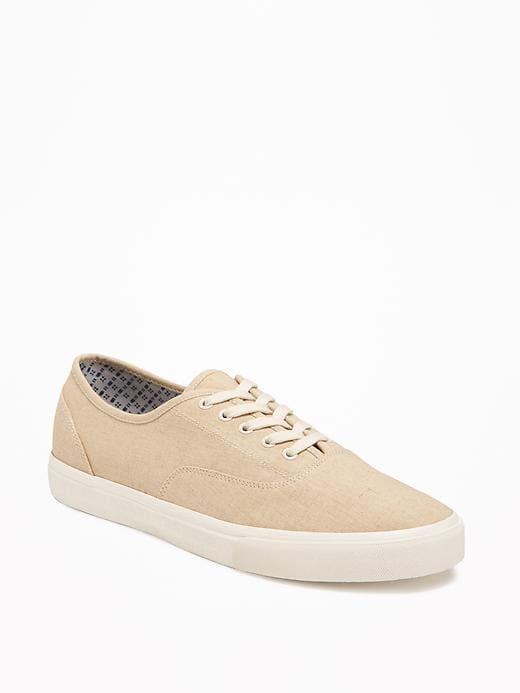 Old Navy Linen Blend Lace Up Sneakers For Men - Natural White