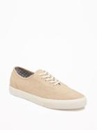 Old Navy Linen Blend Lace Up Sneakers For Men - Natural White