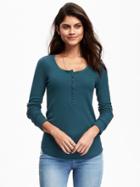 Old Navy Rib Knit Henley For Women - Show And Teal
