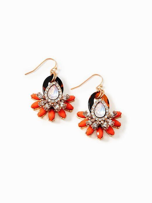 Old Navy Tortoiseshell Rhinestone Drop Earrings For Women - Tortoise