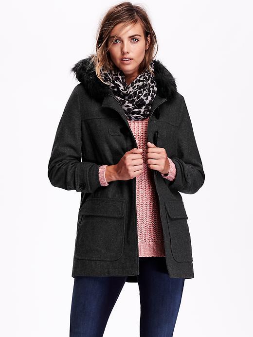 Old Navy Womens Wool Blend Toggle Coat Size L Tall - Charcoal Heather