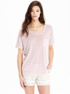 Old Navy Womens Linen Blend Boyfriend Tees Size L Tall - Pink For Eva