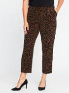 Old Navy Womens Smooth & Slim Mid-rise Plus-size Harper Pants Leopard Size 30