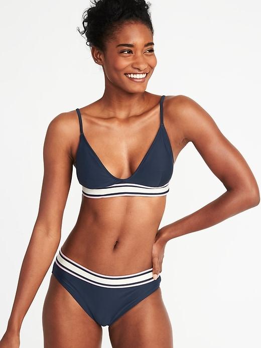 Old Navy Womens Exposed-elastic Swim Top For Women Lost At Sea Navy Size Xs