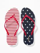 Old Navy Womens Patterned Flip-flops For Women Americana Size 9
