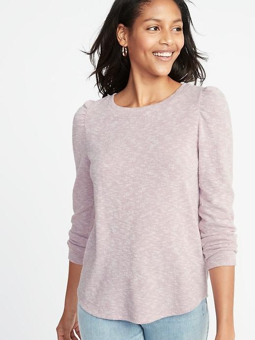 Old Navy Womens Plush-knit Bracelet-sleeve Top For Women Plum Tonic Size S