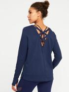 Old Navy Womens Lattice-back Sweatshirt For Women Lost At Sea Navy Size S