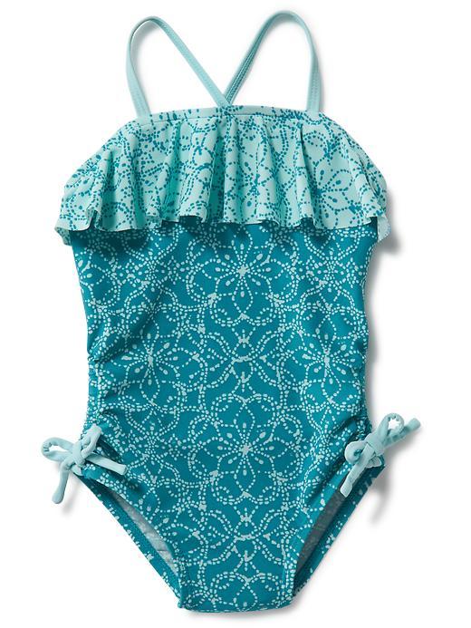 Old Navy Ruffle Swimsuit - Teal Print