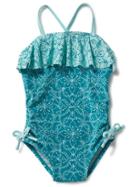 Old Navy Ruffle Swimsuit - Teal Print