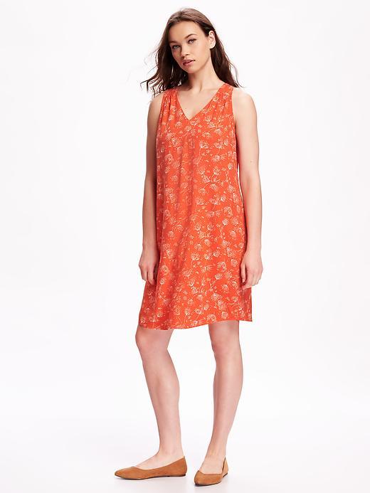 Old Navy V Neck Shift For Women - Red Print