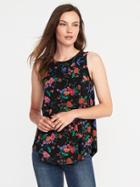 Old Navy Luxe Printed High Neck Swing Tank For Women - Black Floral