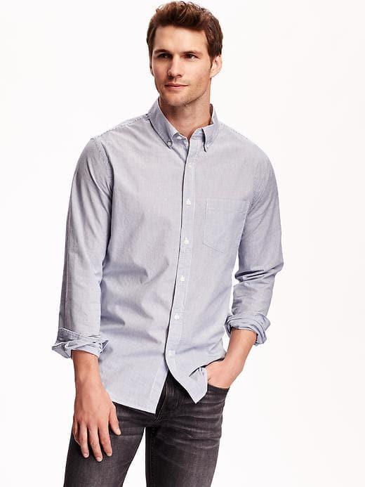Old Navy Mens Slim-fit Classic Shirt For Men Mini Blue Stripe Size Xxxl