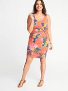 Old Navy Womens Plus-size Sleeveless Twist-front Bodycon Dress Pink Floral Size 4x