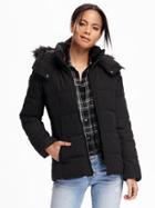 Old Navy Frost Free Fur Hood Jacket For Women - Black
