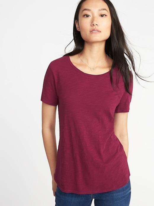 Old Navy Womens Everywear Slub-knit Tee For Women Gosh Garnet Size Xs
