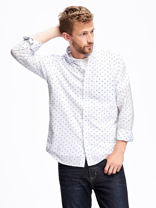 Old Navy Regular Fit Dobby Patterned Shirt For Men - Sea Level