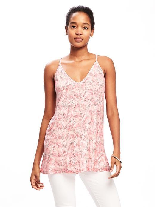 Old Navy Strappy Keyhole Jersey Tank For Women - Coral Print