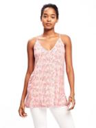 Old Navy Strappy Keyhole Jersey Tank For Women - Coral Print