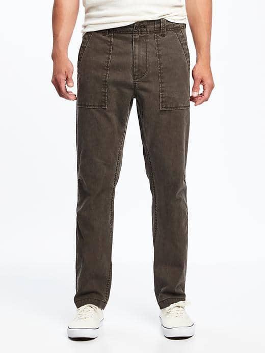 Old Navy Straight Built In Flex Canvas Utility Pants For Men - Mole