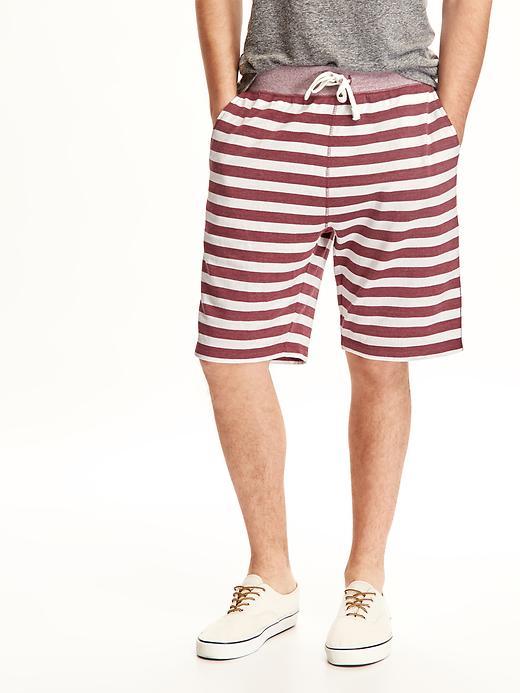 Old Navy Striped French Terry Shorts For Men - Burgundy Stripe