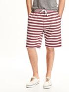 Old Navy Striped French Terry Shorts For Men - Burgundy Stripe