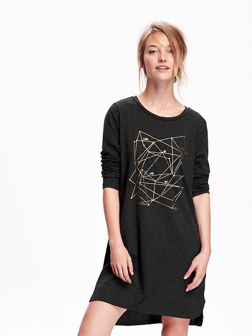 Old Navy Graphic Sleep Tee Size Xs - Dark Charcoal Gray