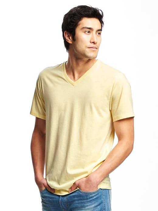 Old Navy Soft Washed V Neck Tee For Men - Lemon Drop Yellow