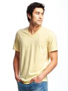 Old Navy Soft Washed V Neck Tee For Men - Lemon Drop Yellow