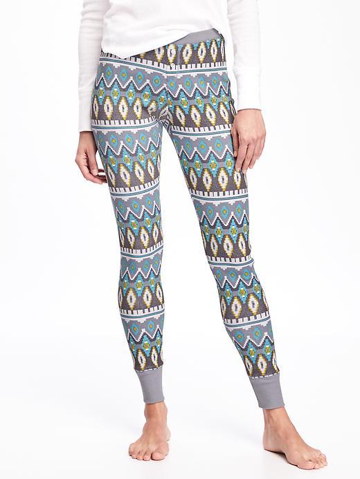 Old Navy Patterned Waffle Knit Leggings For Women - Turq Multi