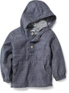Old Navy Chambray Popover Henley Hoodie - Chambray Blue