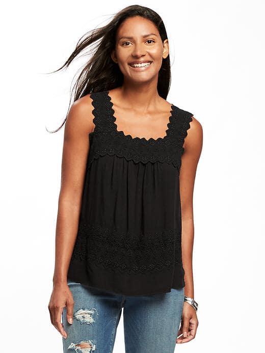 Old Navy Lightweight Cutwork Swing Tank For Women - Blackjack