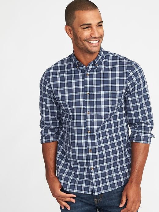 Old Navy Mens Regular-fit Built-in-flex Everyday Shirt For Men Pacific Blue Size S