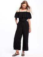 Old Navy Ruffled Off The Shoulder Jumpsuit For Women - Black