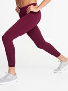 Old Navy Womens Mid-rise 7/8-length Mesh-trim Compression Leggings For Women Winter Wine Size Xl