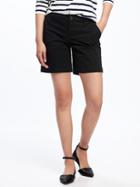 Old Navy Womens Mid-rise Everyday Khaki Shorts For Women - 7 Inch Inseam Black - 7 Inch Inseam Black Size 4