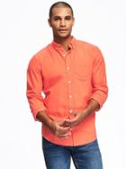 Old Navy Slim Fit Oxford Stretch Shirt For Men - Coral Crustacean