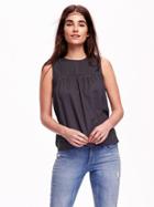 Old Navy Gauze Pintuck Yoke Sleeveless Top - Carbon
