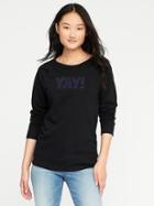 Old Navy Relaxed Graphic Crew Neck Sweatshirt For Women - Black