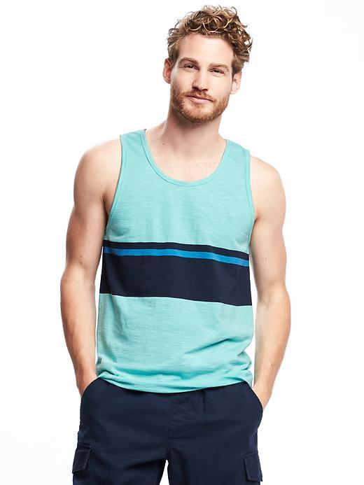 Old Navy Striped Slub Knit Jersey Tank For Men - Teal
