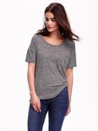 Old Navy Linen Blend Boyfriend Tee - Dark Charcoal Gray