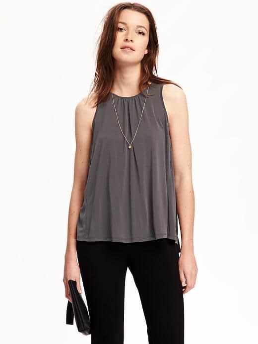 Old Navy Relaxed Hi Neck Shirred Top For Women - Gray Charles