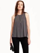 Old Navy Relaxed Hi Neck Shirred Top For Women - Gray Charles