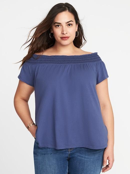 Old Navy Womens Relaxed Plus-size Off-the-shoulder Top Majestic Sea Size 3x