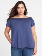 Old Navy Womens Relaxed Plus-size Off-the-shoulder Top Majestic Sea Size 3x